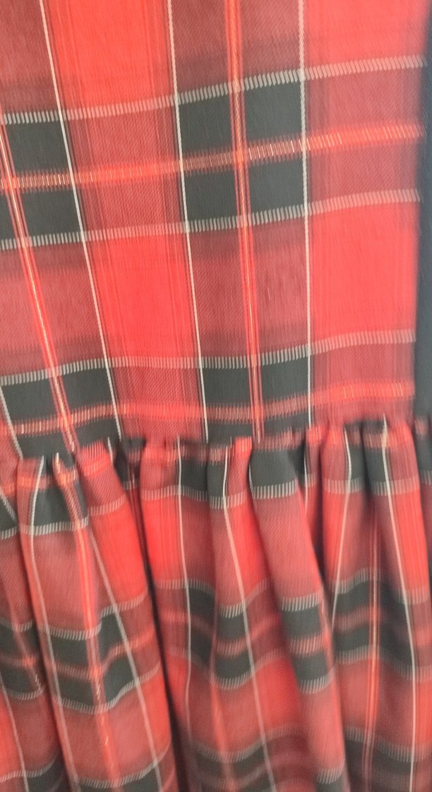 Kız Çocuk Kırmızı Kareli Yaka Detaylı Elbise - Görsel 3