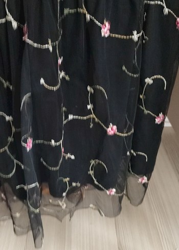 Nakışlı Siyah Uzun Bohem Elbise - Görsel 7