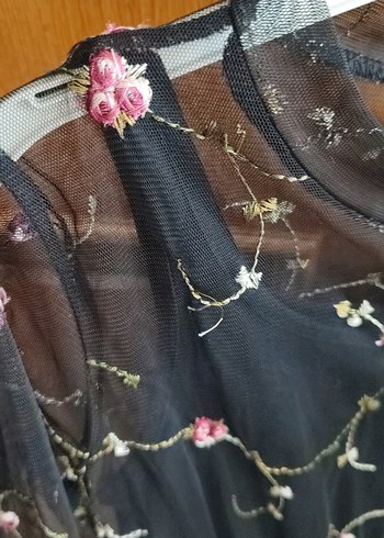 Nakışlı Siyah Uzun Bohem Elbise - Görsel 11