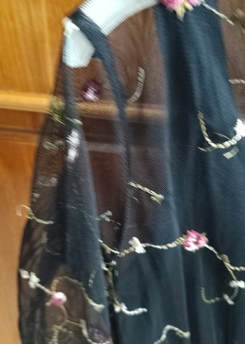 Nakışlı Siyah Uzun Bohem Elbise - Görsel 12