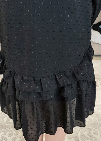 Siyah Uzun Kollu Fırfırlı Kız Elbisesi - Görsel 7