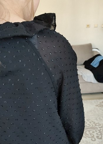 Siyah Uzun Kollu Fırfırlı Kız Elbisesi - Görsel 8