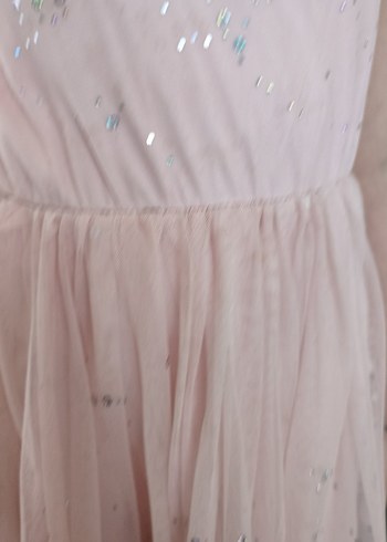 Pembe, V Yakalı, Fırfırlı Kız Elbisesi - Görsel 11