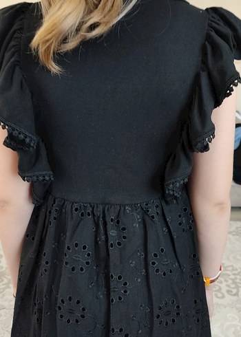 Kız Çocuk Siyah Fırfırlı Nakışlı Elbise - Görsel 7