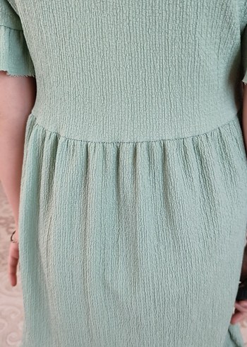 Düğmeli Yeşil Hamile Midi Elbise - Görsel 9