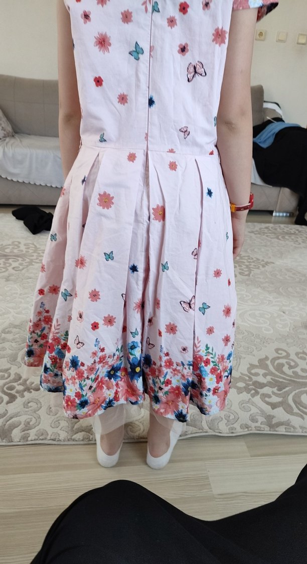 Pembe Desenli kızçocuk elbise - Görsel 3