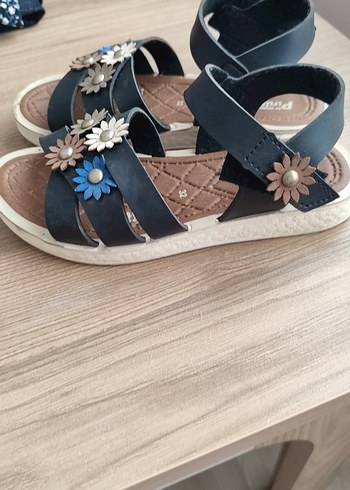 Kız Çocuk Kahverengi Çiçekli Tokalı Sandalet - Görsel 6