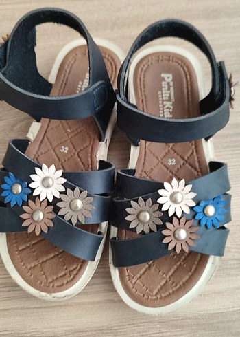 Kız Çocuk Kahverengi Çiçekli Tokalı Sandalet - Görsel 12