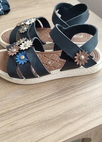 Kız Çocuk Kahverengi Çiçekli Tokalı Sandalet - Görsel 5