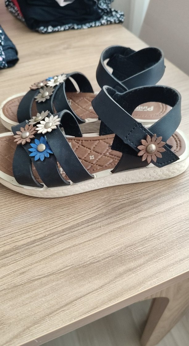 Kız Çocuk Kahverengi Çiçekli Tokalı Sandalet - Görsel 5