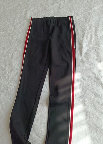 Yanları Çizgili Siyah kiz Kumaş Pantolon