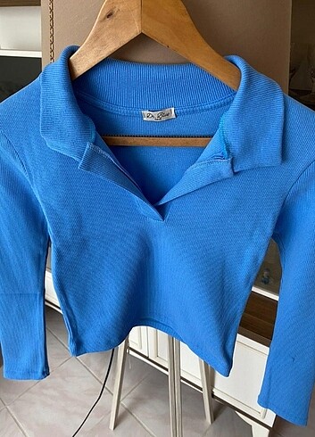 Polo yaka crop bluz #Bluz #Crop 