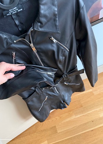 Kadın Siyah Deri Biker Tulum - Görsel 3