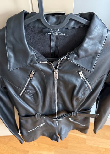 Kadın Siyah Deri Biker Tulum - Görsel 2