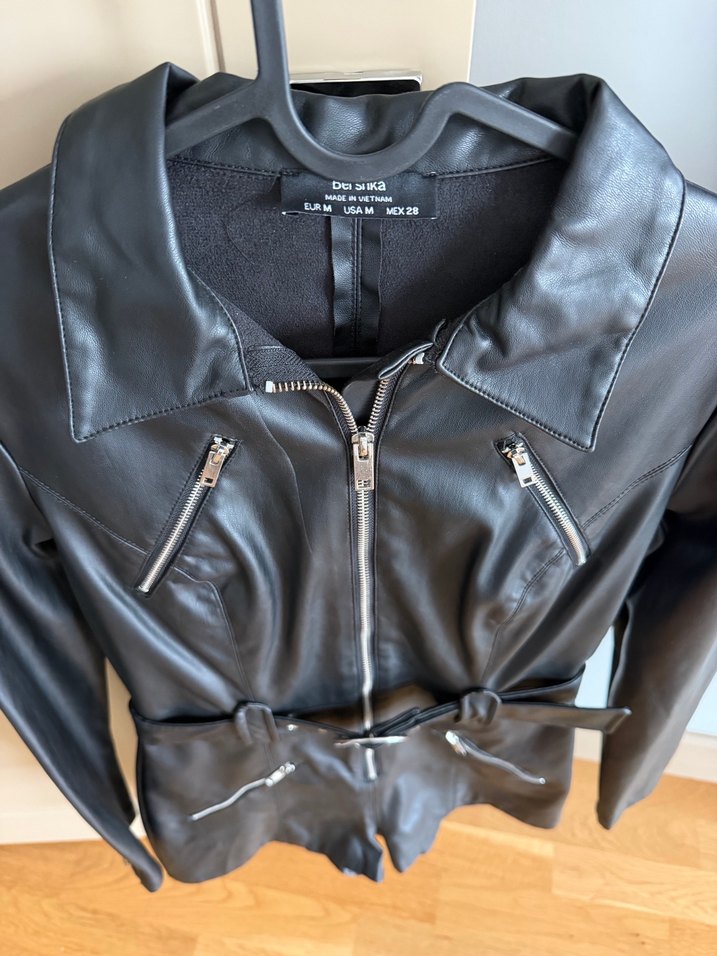 Kadın Siyah Deri Biker Tulum - Görsel 2