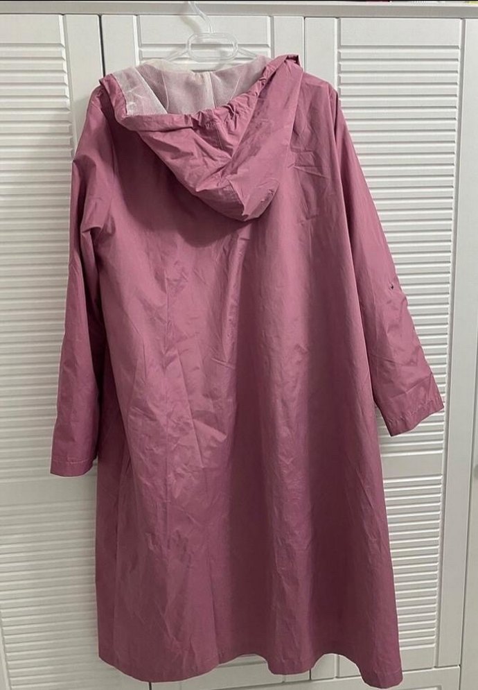 Pembe Uzun Kadın Yağmurluk - Görsel 3