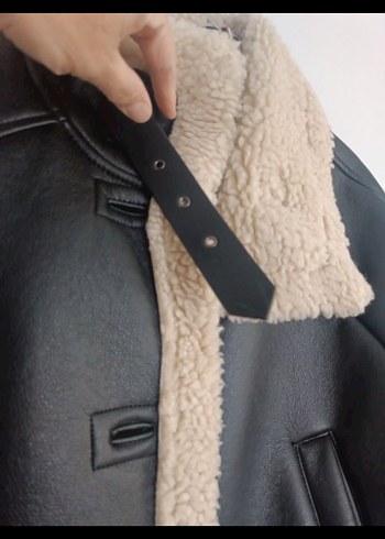 Siyah Kürk Detaylı Deri Kadın Ceket - Görsel 2