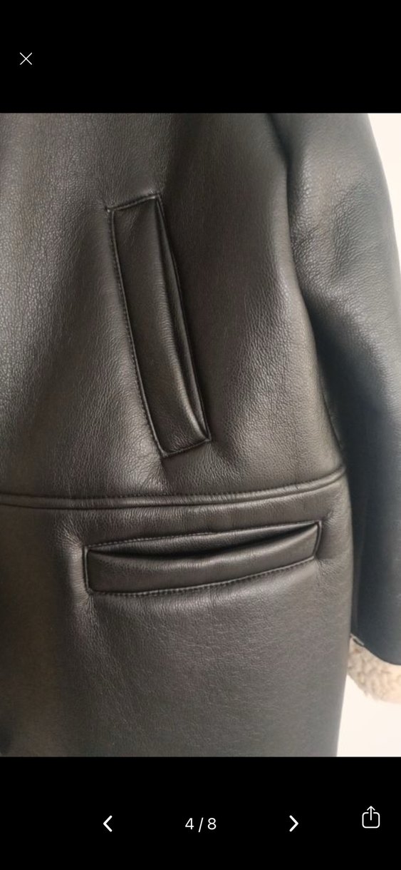 Siyah Kürk Detaylı Deri Kadın Ceket - Görsel 3