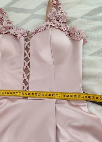 Pembe Askılı Uzun Abiye Elbise - Görsel 5