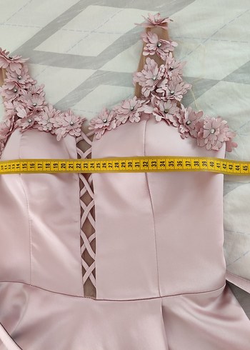 Pembe Askılı Uzun Abiye Elbise - Görsel 6