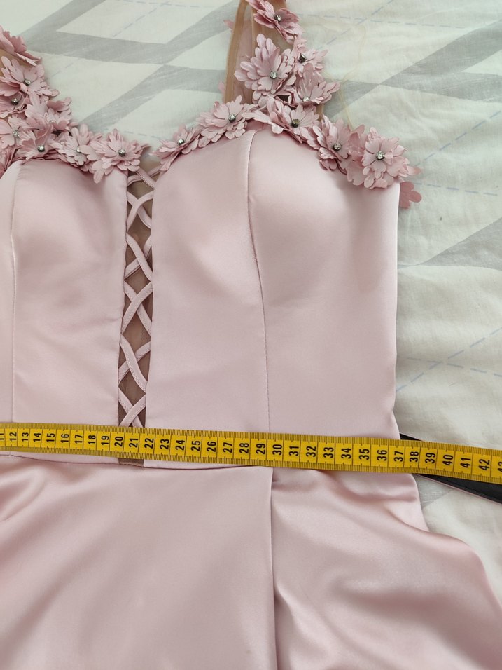 Pembe Askılı Uzun Abiye Elbise - Görsel 5