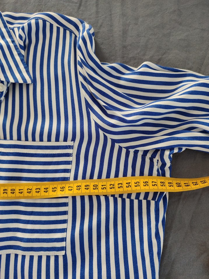 Mavi Çizgili Düğmeli Kadın Gömlek - Görsel 3