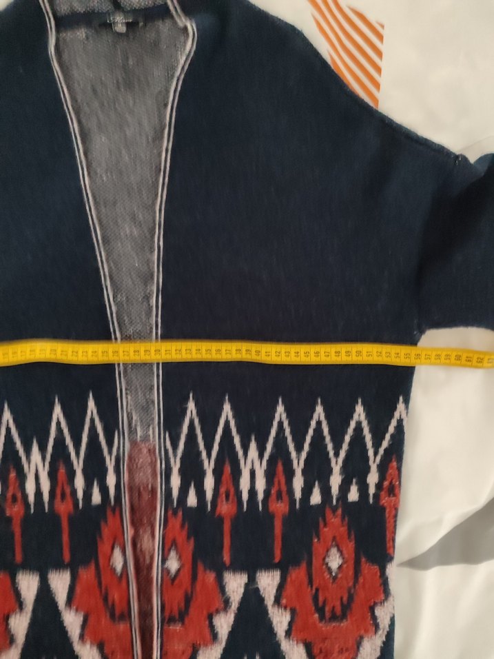 Kadın Bohem Desenli Triko uzun Hırka - Görsel 4