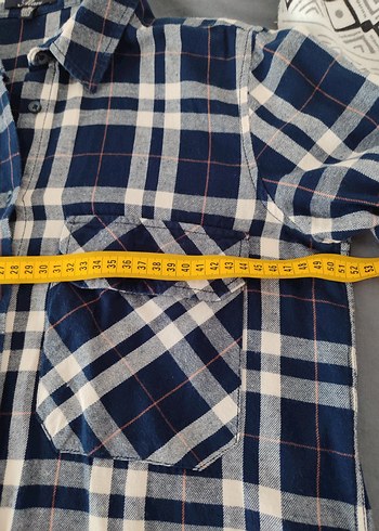 Kadın Mavi Gri Ekose Uzun Kollu Gömlek - Görsel 3