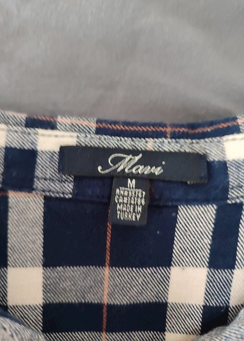 Kadın Mavi Gri Ekose Uzun Kollu Gömlek - Görsel 5