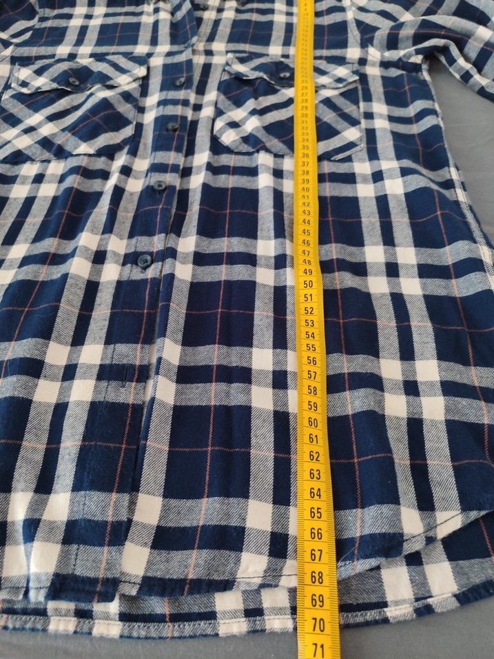 Kadın Mavi Gri Ekose Uzun Kollu Gömlek - Görsel 4