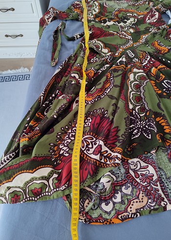 Bohem Çok Renkli Uzun V Yaka Elbise - Görsel 7