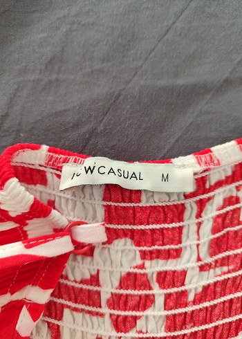 Kırmızı Desenli Uzun Askılı Elbise - Görsel 8