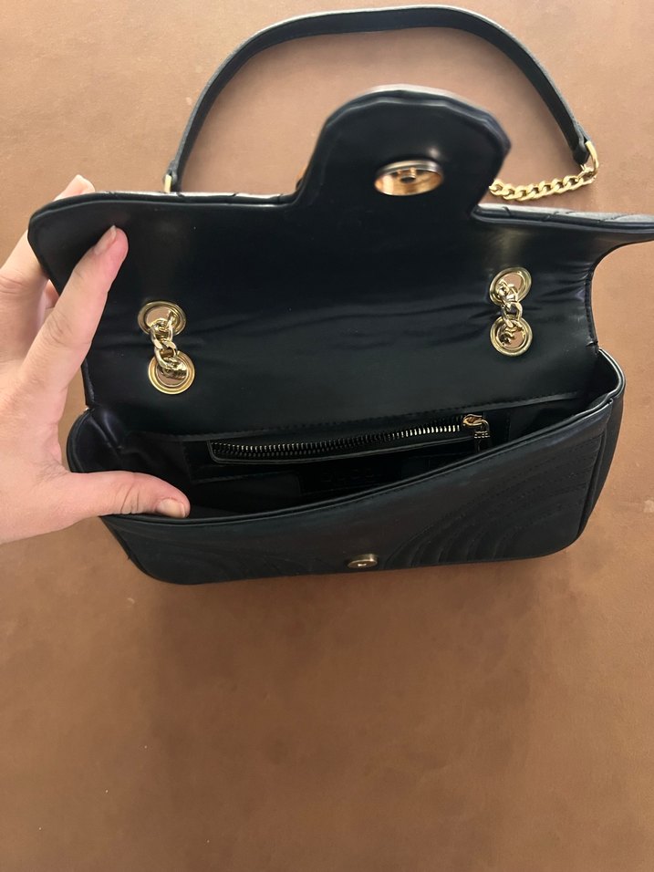 Klasik Siyah Deri Kadın Çanta - Görsel 2