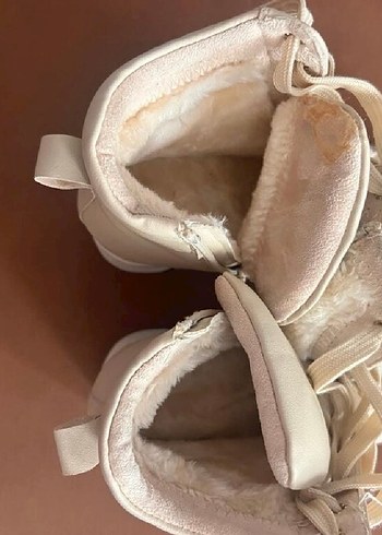 Bej Süet Bağcıklı Kadın Dolgu Topuk Bot - Görsel 3