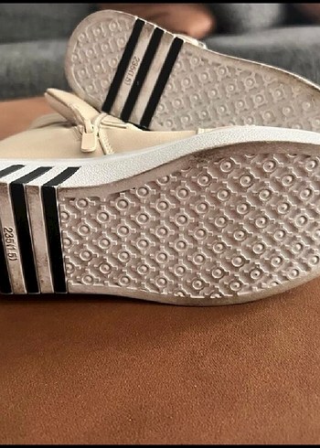 Bej Süet Bağcıklı Kadın Dolgu Topuk Bot - Görsel 4