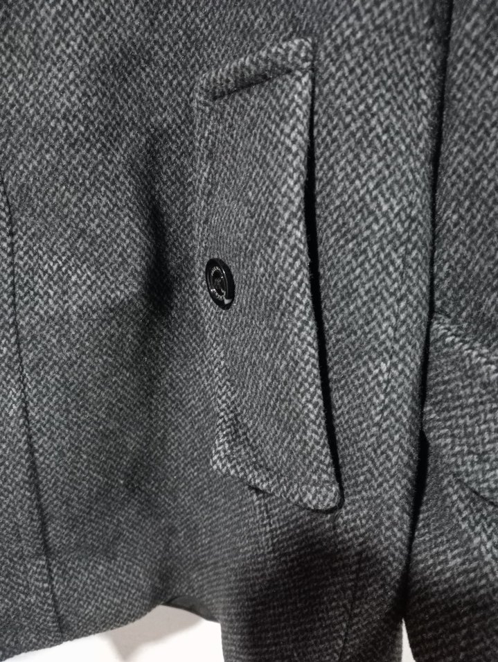 Düğmeli Gri Yün Erkek Kaban - Görsel 4