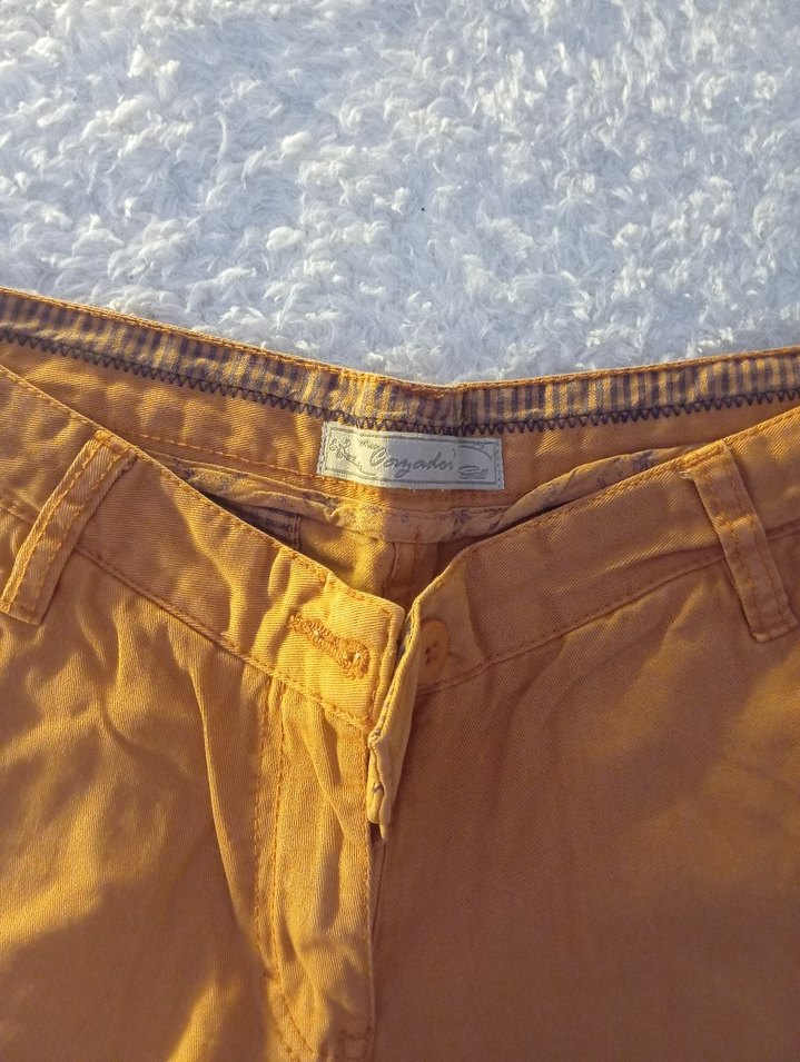 turuncu renk Rahat Şort düşük bel - Görsel 3