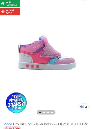 Kız Çocuk Pembe Cırt Cırtlı Spor Ayakkabı - Görsel 2