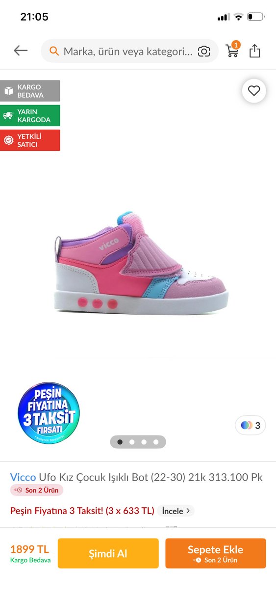 Kız Çocuk Pembe Cırt Cırtlı Spor Ayakkabı - Görsel 2