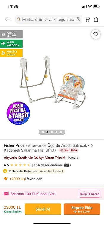 Fisher price salıncak 3 ü bir arada