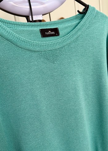 Turkuaz Pamuklu Yuvarlak Yaka Erkek Kazak - Görsel 3