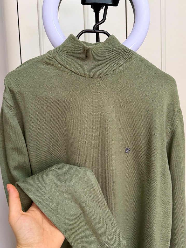 Erkek Haki Triko Boğazlı Kazak - Görsel 2