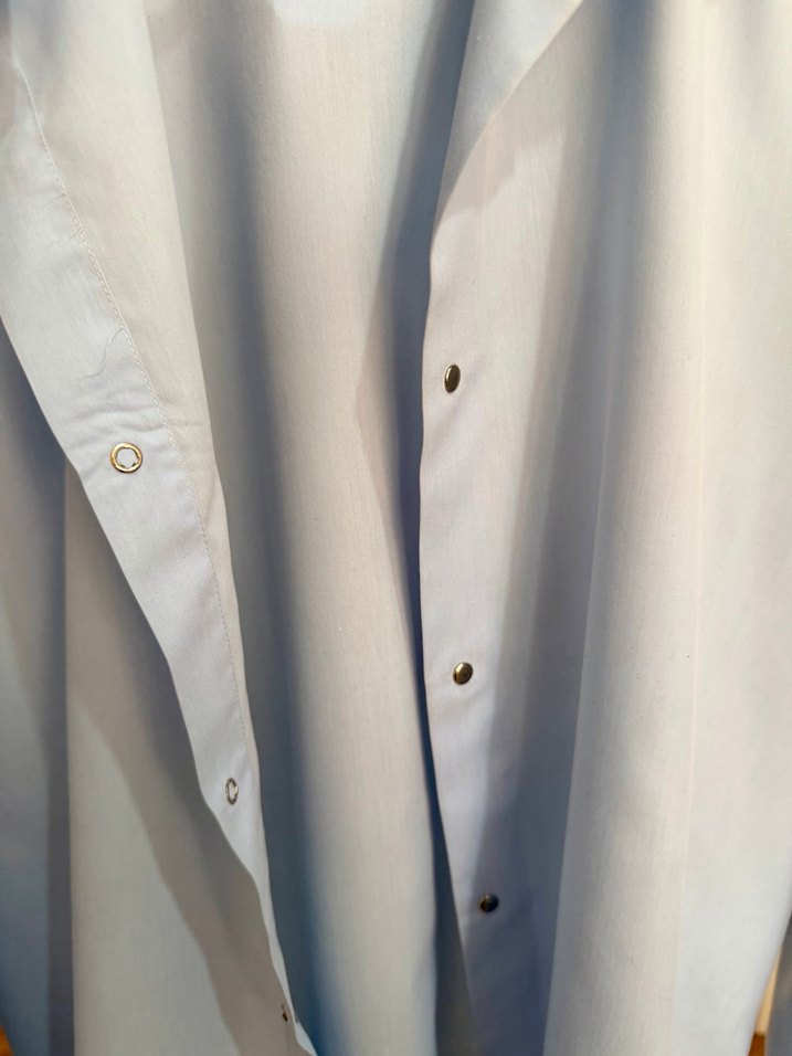 Düğmeli Mavi Uzun Kollu Erkek Gömlek - Görsel 4