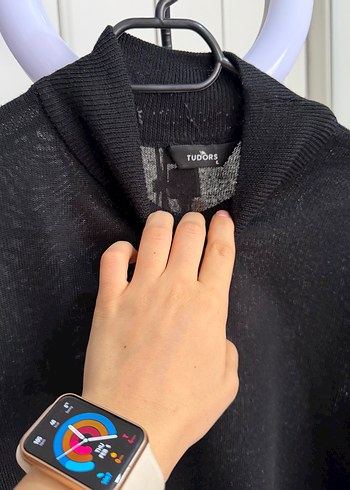 Siyah Boğazlı, Uzun Kollu Kadın Kazak - Görsel 4