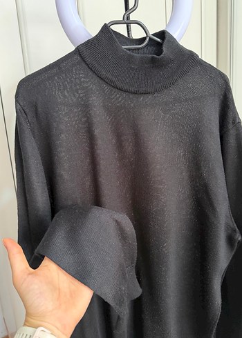 Siyah Boğazlı, Uzun Kollu Kadın Kazak - Görsel 2