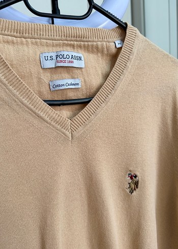 Bej Erkek V Yaka İnce Örgü Kazak - Görsel 3