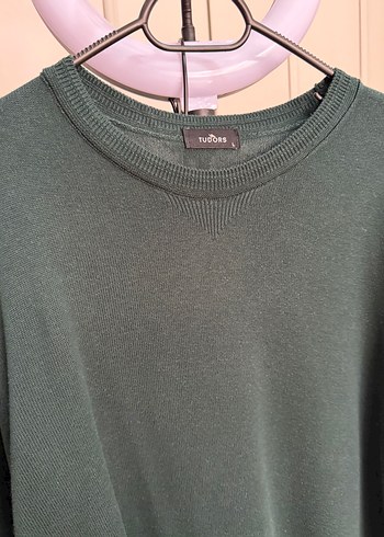 Erkek Koyu Yeşil Salaş Bisiklet Yaka Kazak - Görsel 3