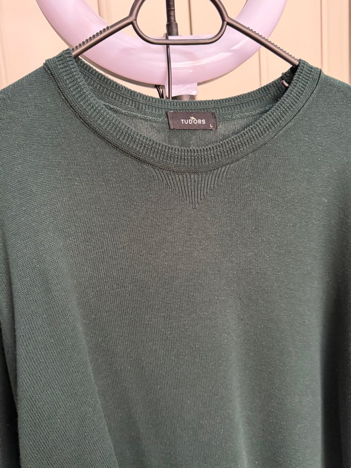 Erkek Koyu Yeşil Salaş Bisiklet Yaka Kazak - Görsel 3