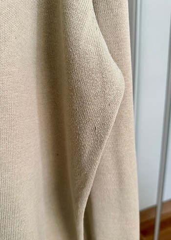 Bej Keten Erkek Bisiklet Yaka Salaş Kazak - Görsel 4