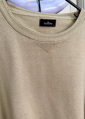 Bej Keten Erkek Bisiklet Yaka Salaş Kazak - Görsel 3